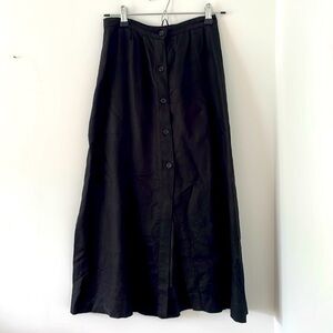 Reformation Black Linen Midi Skirt size 2